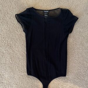 Bebe Black Sheer Sleeve Bodysuit